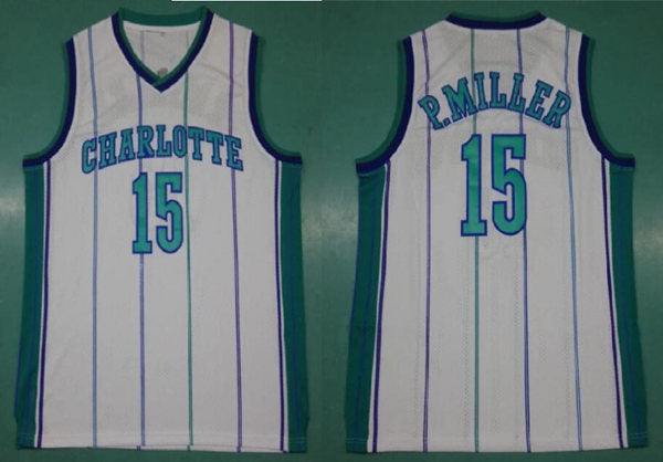 Men’s Charlotte Hornets #15  Percy Miller 1992-93 White Hardwood Classics Soul Swingman Throwback Jersey