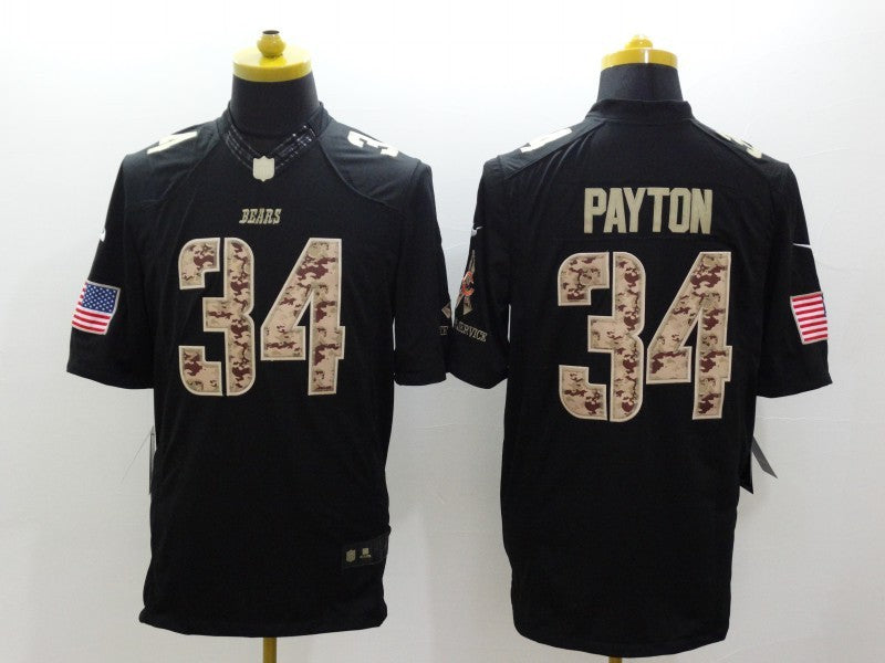Men’s Chicago Bears #34 Walter Payton Black Team Jersey