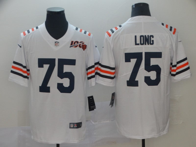 Men’s Chicago Bears #75 Kyle Long White 100th Season Alternate Classic Limited Jersey