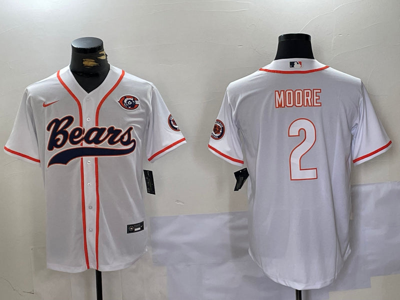 Men’s Chicago Bears D.J. Moore #2 White Jersey