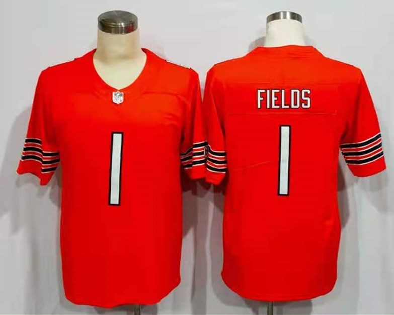 Men’s Chicago Bears Justin Fields #1 Orange Jersey