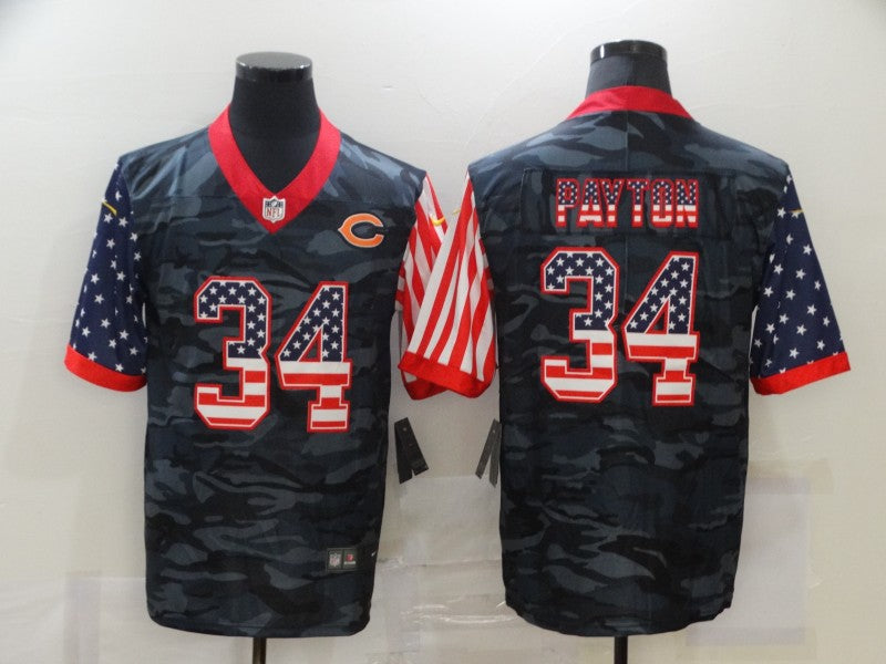 Men’s Chicago Bears Walter Payton #34 Gray Camouflage Jersey
