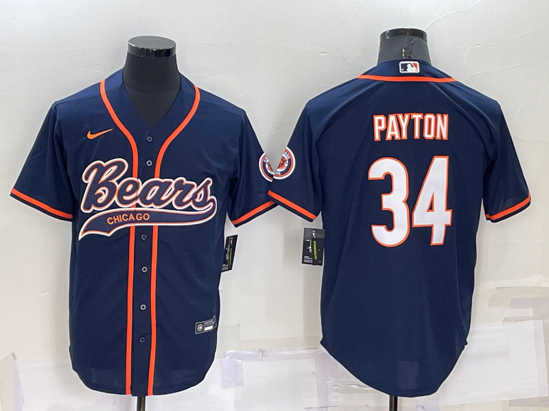 Men’s Chicago Bears Walter Payton #34 Navy Jersey Joint Edition