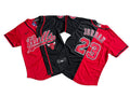 Men’s Chicago Bulls #23 Michael Jordan Red Black Split Limited Baseball Jerse