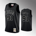 Mens Chicago Bulls #91 Dennis Rodman Mitchell & Ness 1997-98 Black Out Hardwood Classics Jersey