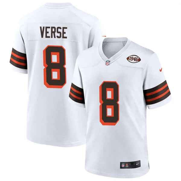 Mens Cleveland Browns #8 Jared Verse Nike White 1946 Collection 75th Anniversary Limited Jersey