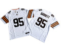 Mens Cleveland Browns #95 Myles Garrett Nike White Away 2023 F.U.S.E. Vapor Limited Jersey
