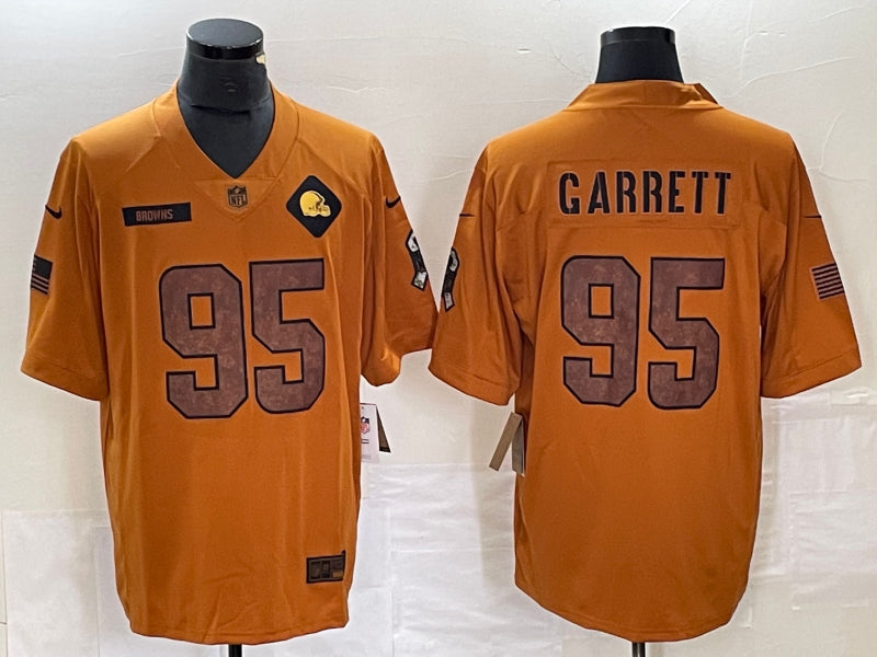 Men’s Cleveland Browns Myles Garrett #95 Brown 2023 Salute To Service Retired Limited Jersey