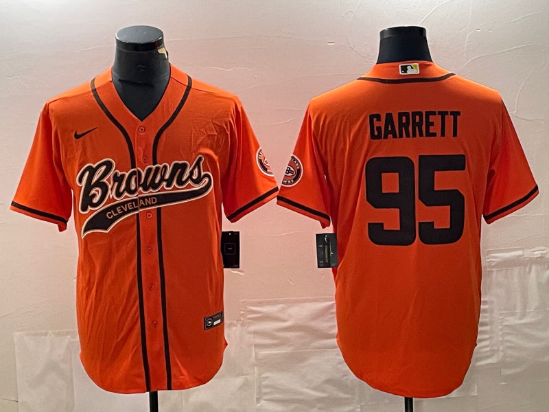 Men’s Cleveland Browns Myles Garrett #95 Orange Jersey Joint Edition