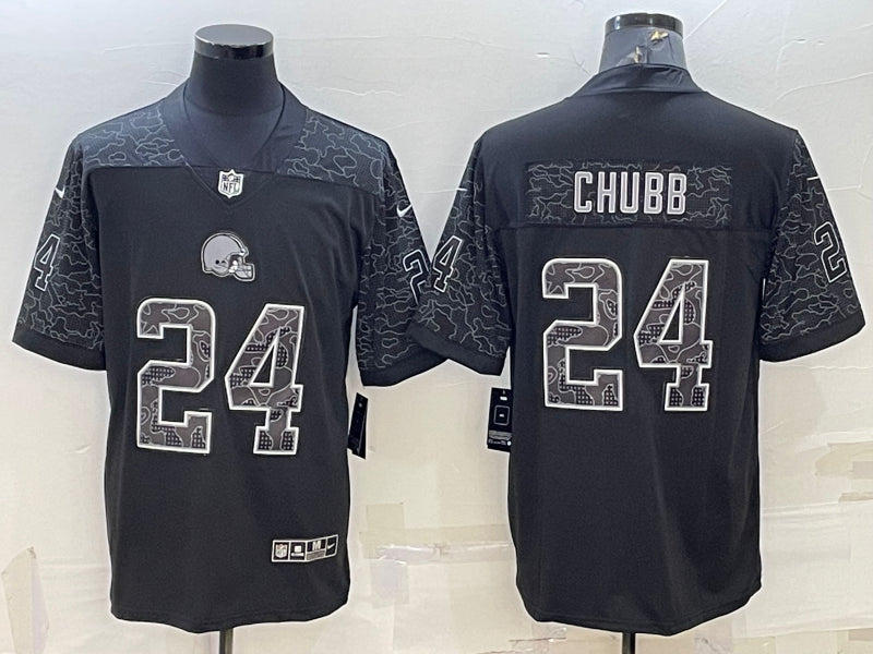 Men’s Cleveland Browns Nick Chubb #24 Black RFLCTV Limited Jersey