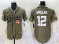 Men’s Cleveland Browns Shedeur Sanders #12 Olive 2022 Salute To Service Limited Jersey