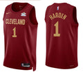 Mens Cleveland Cavaliers #1 James Harden Burgundy Icon Edition Swingman Jersey