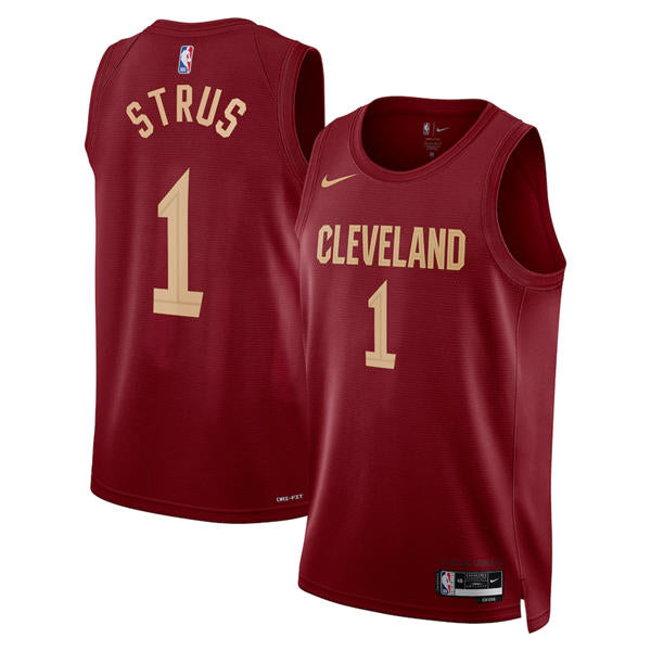 Mens Cleveland Cavaliers #1 Max Strus Burgundy 2024-25 Icon Edition Swingman Jersey