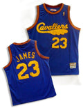Men’s Cleveland Cavaliers #23 LeBron James Blue Broadsword Throwback Jersey