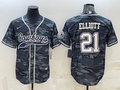 Men’s Dallas Cowboys Ezekiel Elliott #21 Grey Camouflage Jersey Joint Edition