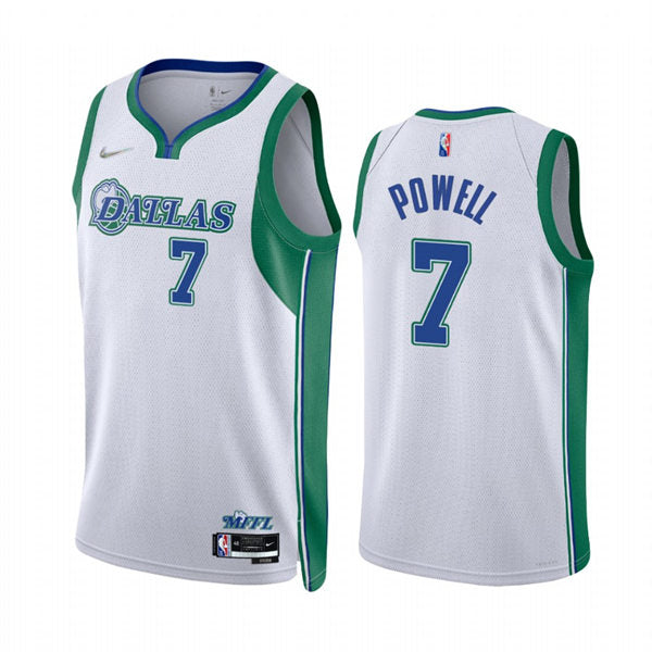 Mens Dallas Mavericks #7 Dwight Powell Nike NBA 75TH White 2021-22 City Edition Jersey