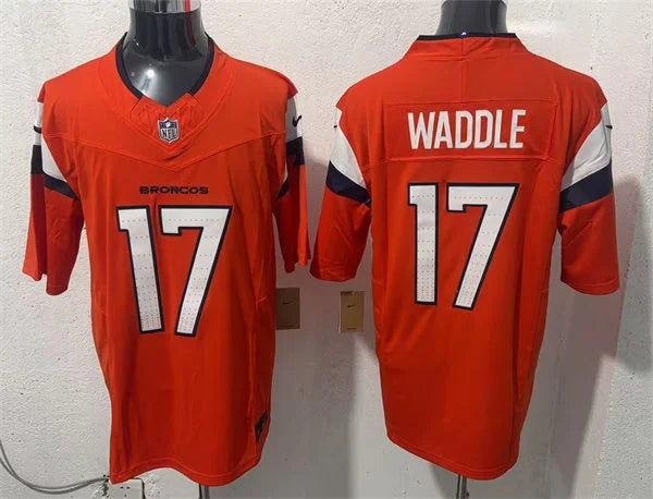 Mens Denver Broncos #17 Jaylen Waddle Nike Orange Vapor F.U.S.E. Limited Jersey