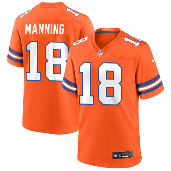 Mens Denver Broncos Retired Player #18 Peyton Manning Nike Orange Mile High Collection 1977 Throwback F.U.S.E. Limited Jersey