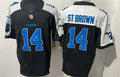 Mens Detroit Lions #14 Amon-Ra St. Brown Black White Gratitude F.U.S.E. Limited Jersey