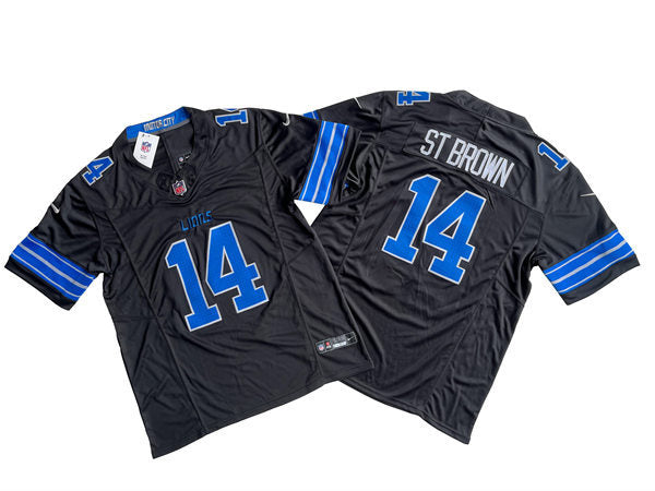 Mens Detroit Lions #14 Amon-Ra St. Brown Nike 2024 Black 2nd Alternate Vapor F.U.S.E. Limited Jersey