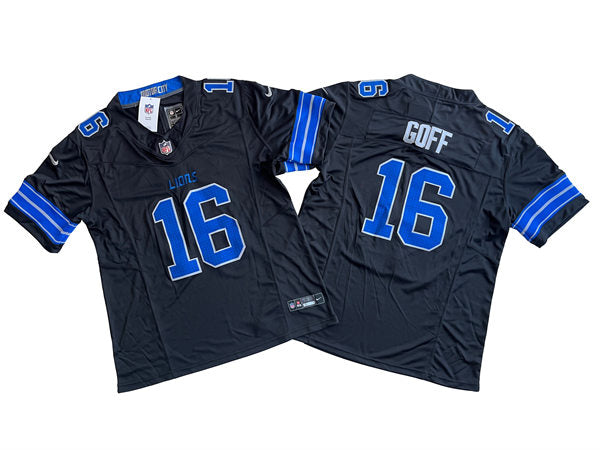 Mens Detroit Lions #16 Jared Goff Nike 2024 Black 2nd Alternate Vapor F.U.S.E. Limited Jersey