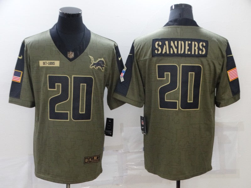 Men’s Detroit Lions Barry Sanders #20 Brown Jersey