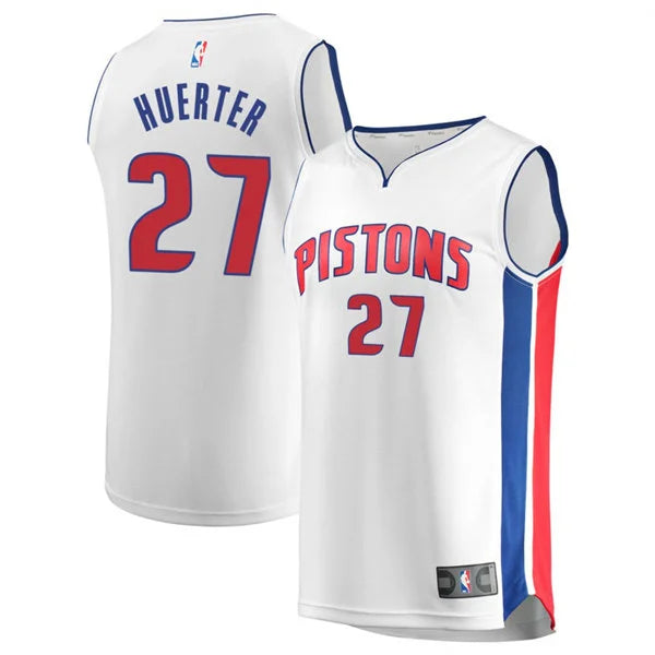 Mens Detroit Pistons #27 Kevin Huerter White Association Edition Swingman Jersey