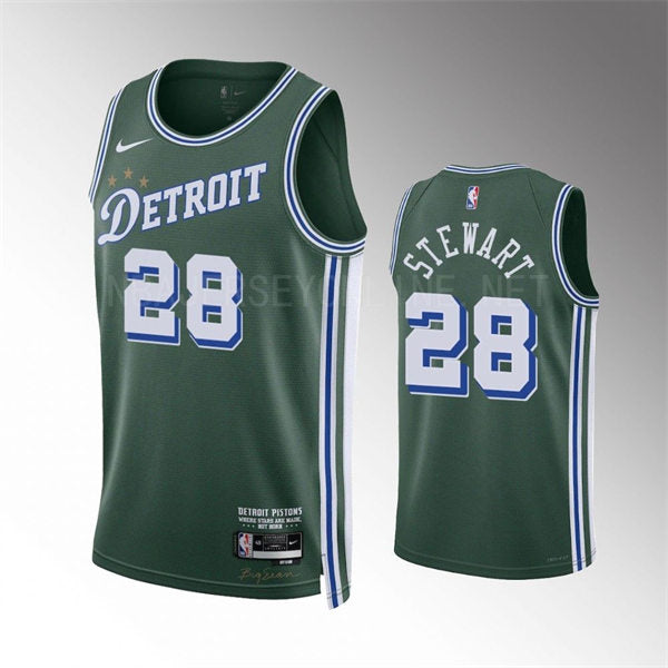 Mens Detroit Pistons #28 Isaiah Stewart 2022-23 City Edition Swingman Jersey Green