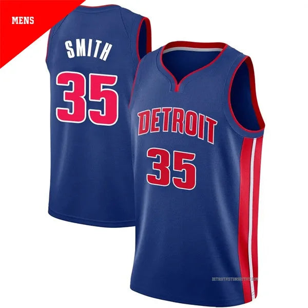Mens Detroit Pistons #35 Tolu Smith Blue Icon Edition Swingman Jersey