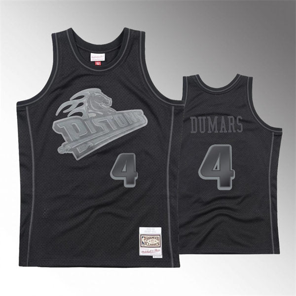 Men’s Detroit Pistons #4 Joe Dumars Mitchell & Ness Tonal Black Hardwood Classics Jersey
