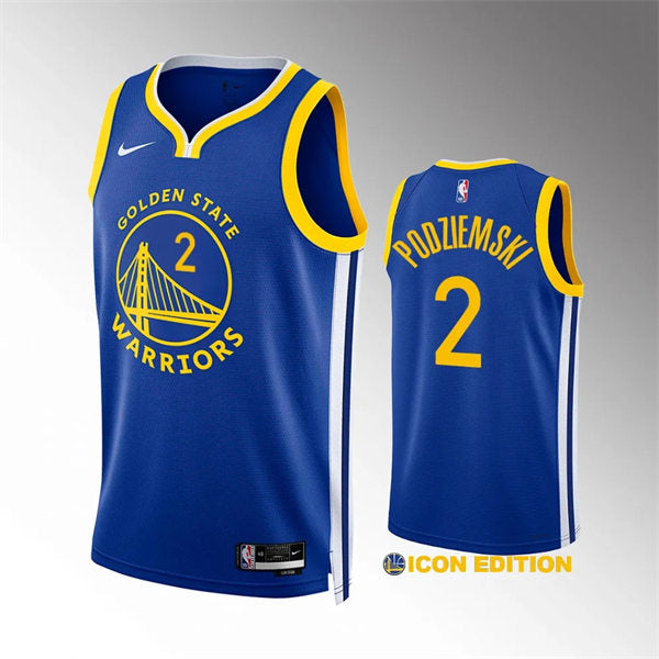 Mens Golden State Warriors #2 Brandin Podziemski Royal Icon Edition Swingman JJersey