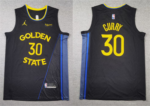 Mens Golden State Warriors #30 Stephen Curry 2024-25 Black Statement Edition Swingman Jersey