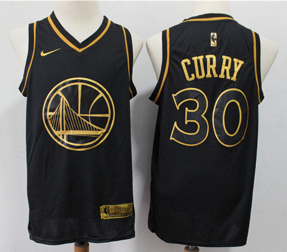 Men’s Golden State Warriors #30 Stephen Curry  Nike Black Gold Edition Jersey