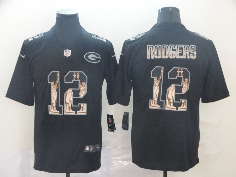 Men’s Green Bay Packers #12 Aaron Rodgers Black Jersey