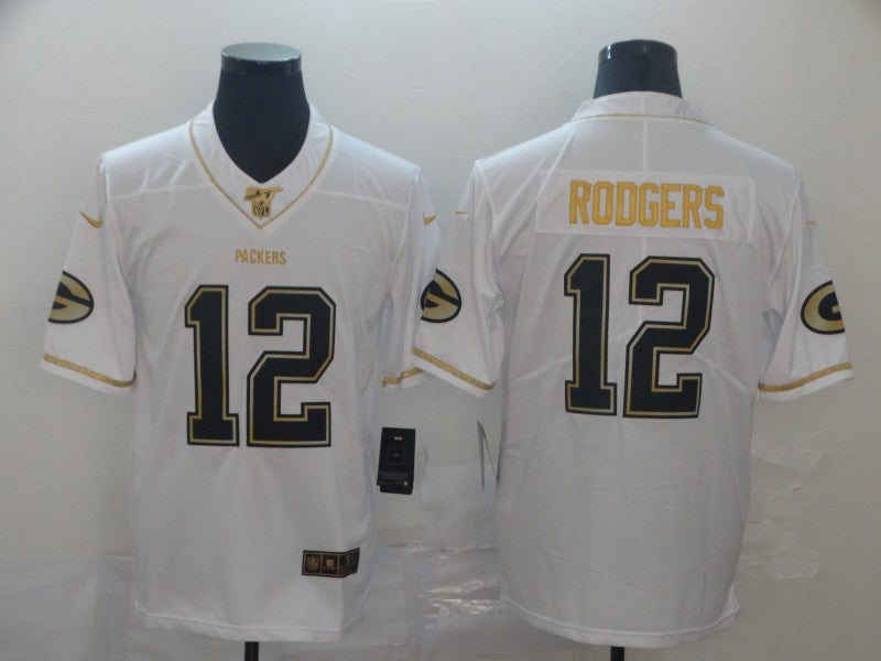 Men’s Green Bay Packers #12 Aaron Rodgers White Jersey