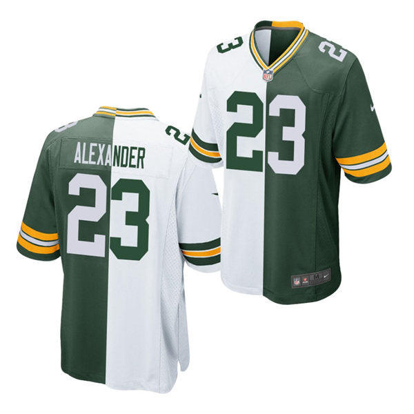 Mens Green Bay Packers #23 Jaire Alexander Nikw White Green Split Two Tone Jersey