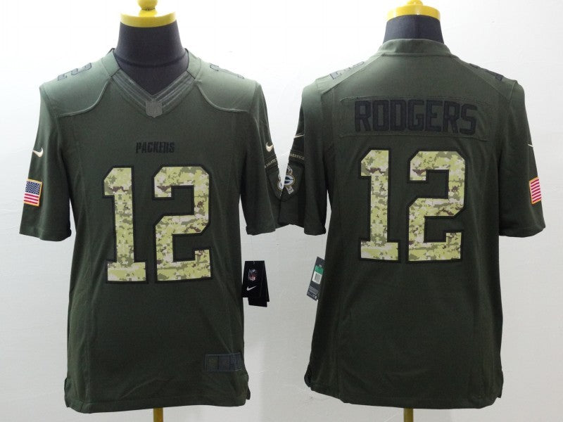 Men’s Green Bay Packers Aaron Rodgers #12 Army Green Jersey