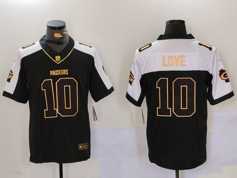 Men’s Green Bay Packers Jordan Love #10 Black Jersey