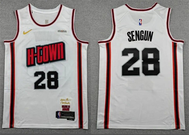 Mens Houston Rockets #28 Alperen Sengun 2024-25 White City Edition Jersey