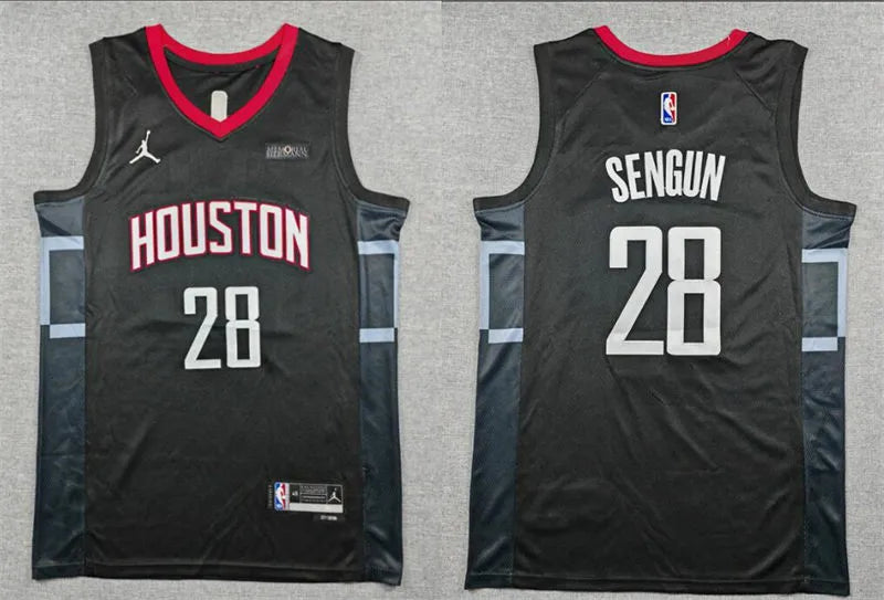 Mens Houston Rockets #28 Alperen Sengun Black Statement Edition Swingman Jersey