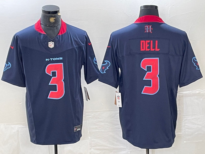Men’s Houston Texans Tank Dell #3 Navy 2nd Alternate Jersey
