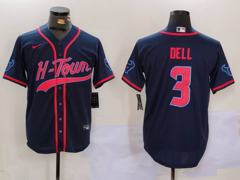 Men’s Houston Texans Tank Dell #3 Navy Jersey