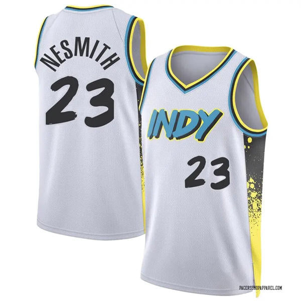 Mens Indiana Pacers #23 Aaron Nesmith 2024-25 White City Edition Jersey