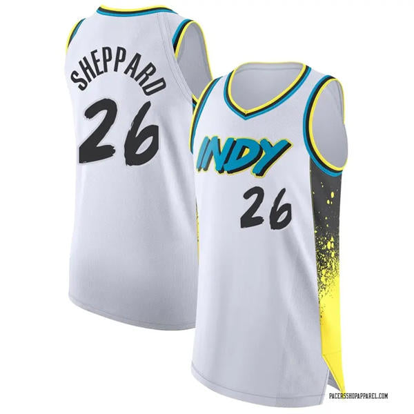 Mens Indiana Pacers #26 Ben Sheppard 2024-25 White City Edition Jersey