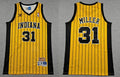 Men’s Indiana Pacers #31 Reggie Miller Gold Pinstripe Throwback Swingman Jersey