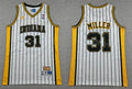 Men’s Indiana Pacers #31 Reggie Miller White With Pinstripe Throwback Swingman Jersey