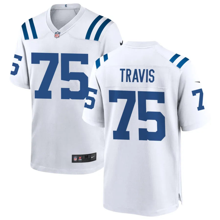 Mens Indianapolis Colts #75 Jalen Travis Nike White F.U.S.E.Vapor Limited Player Jersey