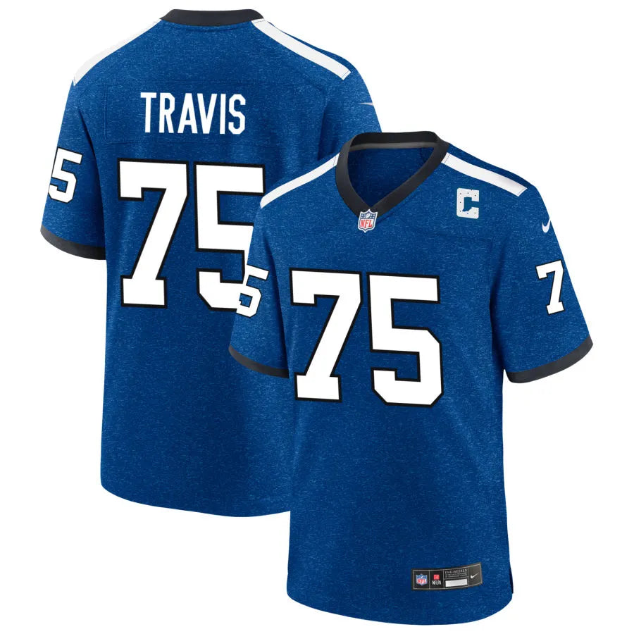Mens Indianapolis Colts #75 Jalen Travis Royal Indiana Nights Alternate Vapor F.U.S.E. Limited Jersey