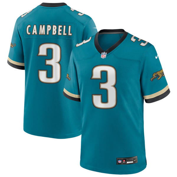 Mens Jacksonville Jaguars #3 Tyson Campbell Nike Teal Throwback Vapor F.U.S.E. Limited Jersey