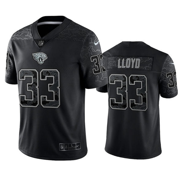 Mens Jacksonville Jaguars #33 Devin Lloyd Black Reflective Limited Jersey